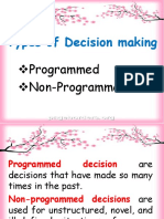 Types of Decision Making: Programmed Non-Programmed