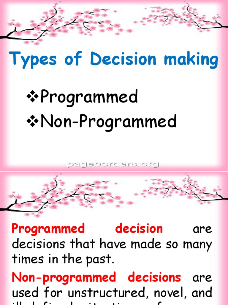 Types of Decision Making Programmed NonProgrammed PDF