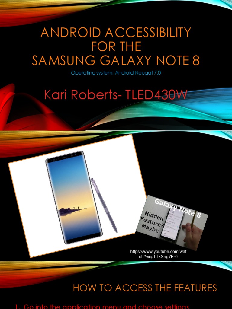 Samsung Galaxy Note 8 Accessibility Guide | PDF | Mobile Technology ...