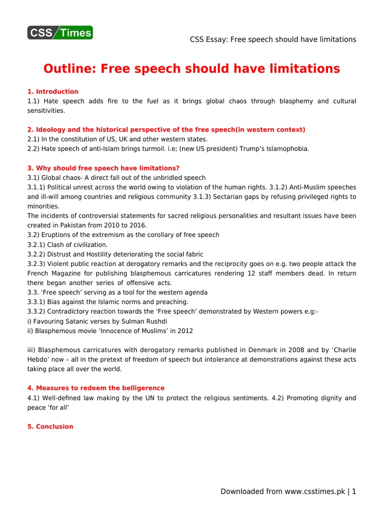 limitations on freedom of speech essay