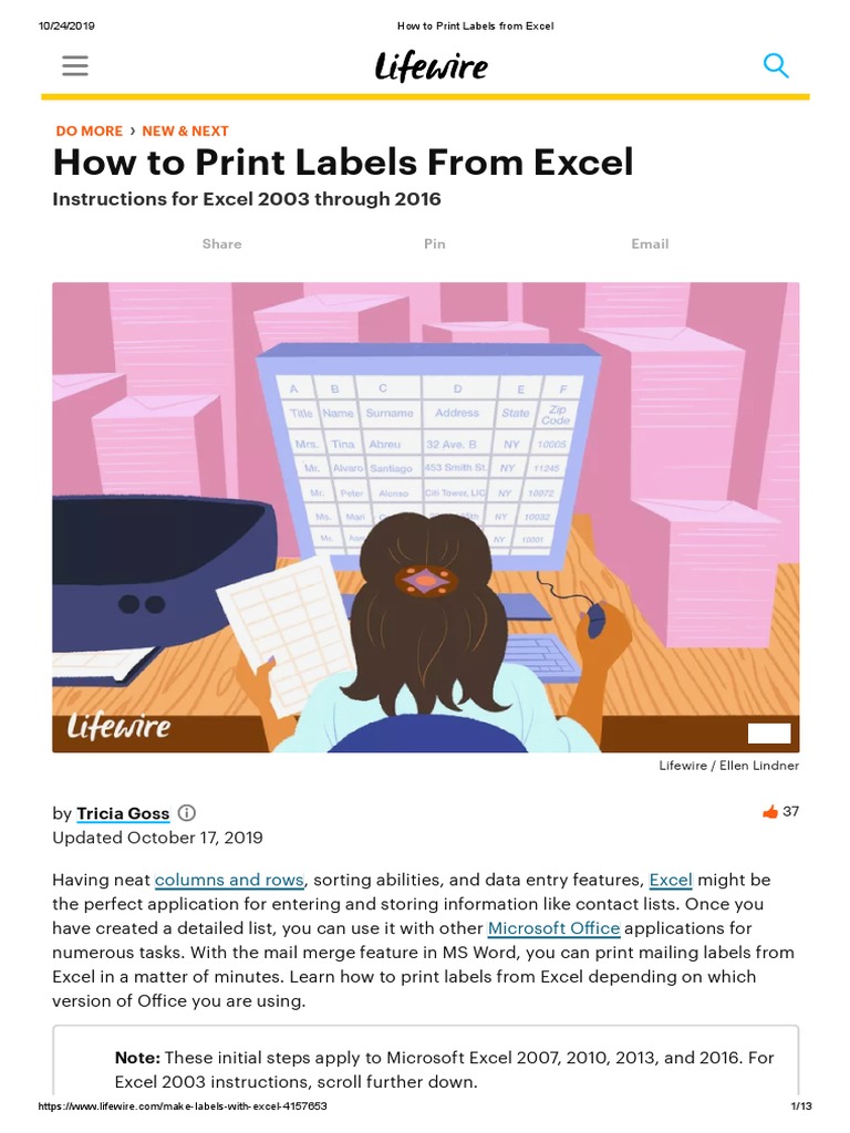 How To Print Labels From Excel PDF Unduh gratis PDF Microsoft Excel