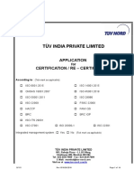TÜV India Certification Application