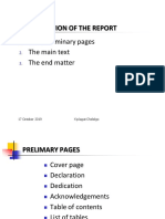 Preparation of The Report: The Preliminary Pages The Main Text The End Matter