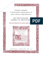 Pietro Bembo y Giovanni Francesco II Pico Della Mirandola, de Imitatione. Sobre La Imitación PDF