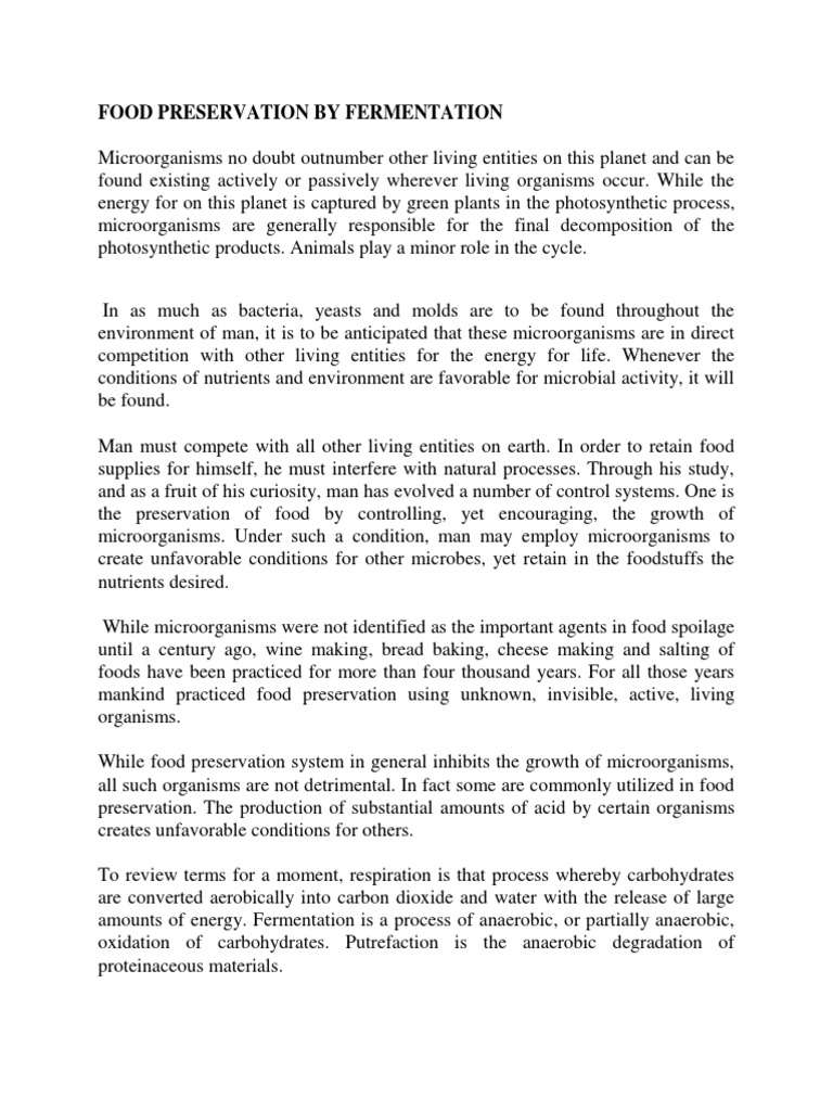 Microbial Fermentation in Food Preservation Understanding the Role of