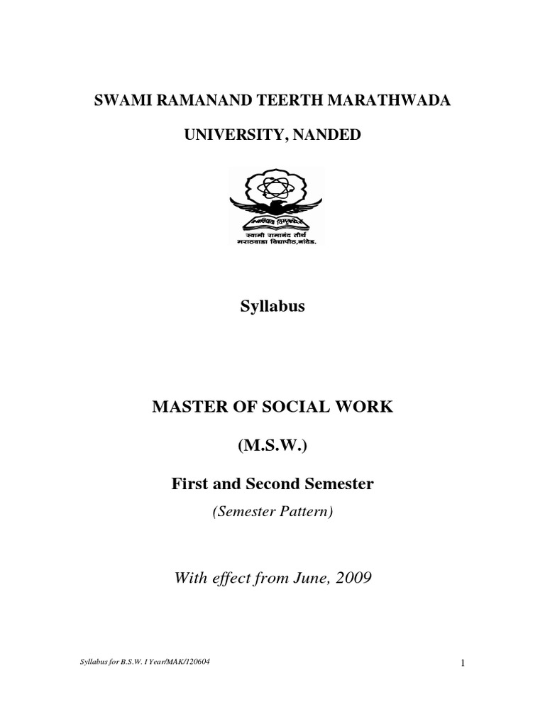MSW Syllabus: First & Second Semesters | PDF | Hypothesis | Social Science