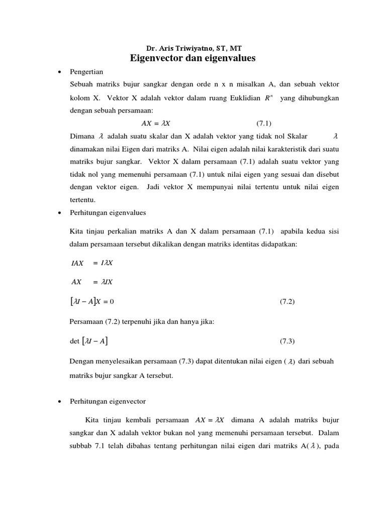 Eigenvector dan Eigenvalue Matriks | PDF