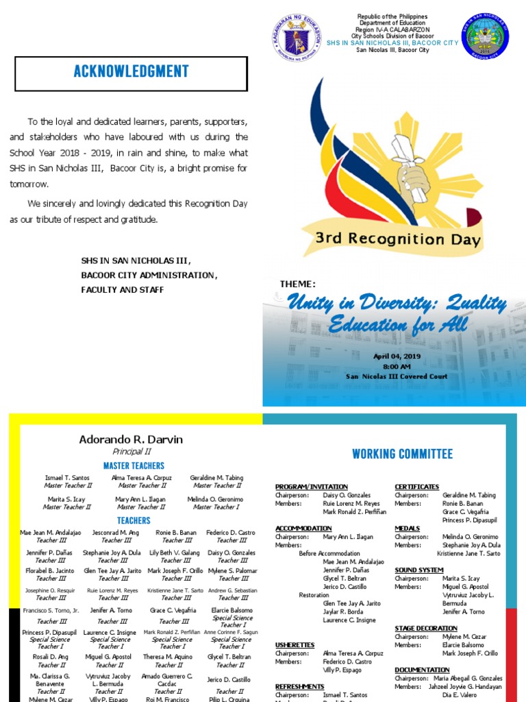 Unity in Diversity: Recognizing Student Achievement at the SHS in San ...