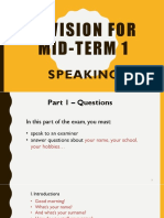 Revision For Mid-Term 1: Speaking