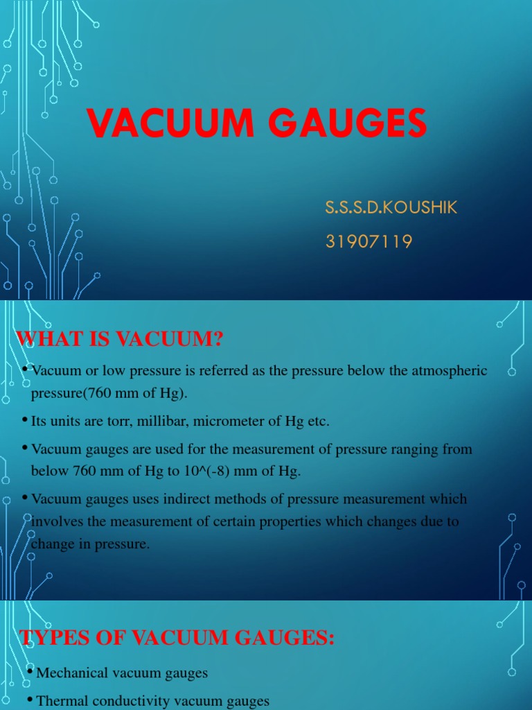 Vacuum Gauges PDF Pressure Measurement Vacuum