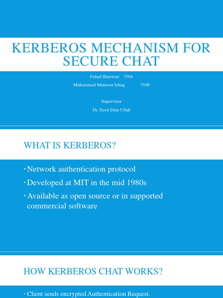 Kerberos Mechanism For Secure Chat | PDF | Business | Computers
