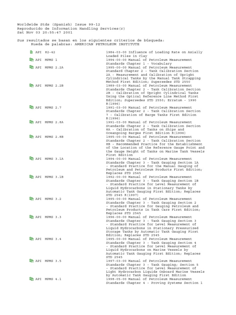 Api List 2000 PDF | PDF | Liquids | Physical Quantities