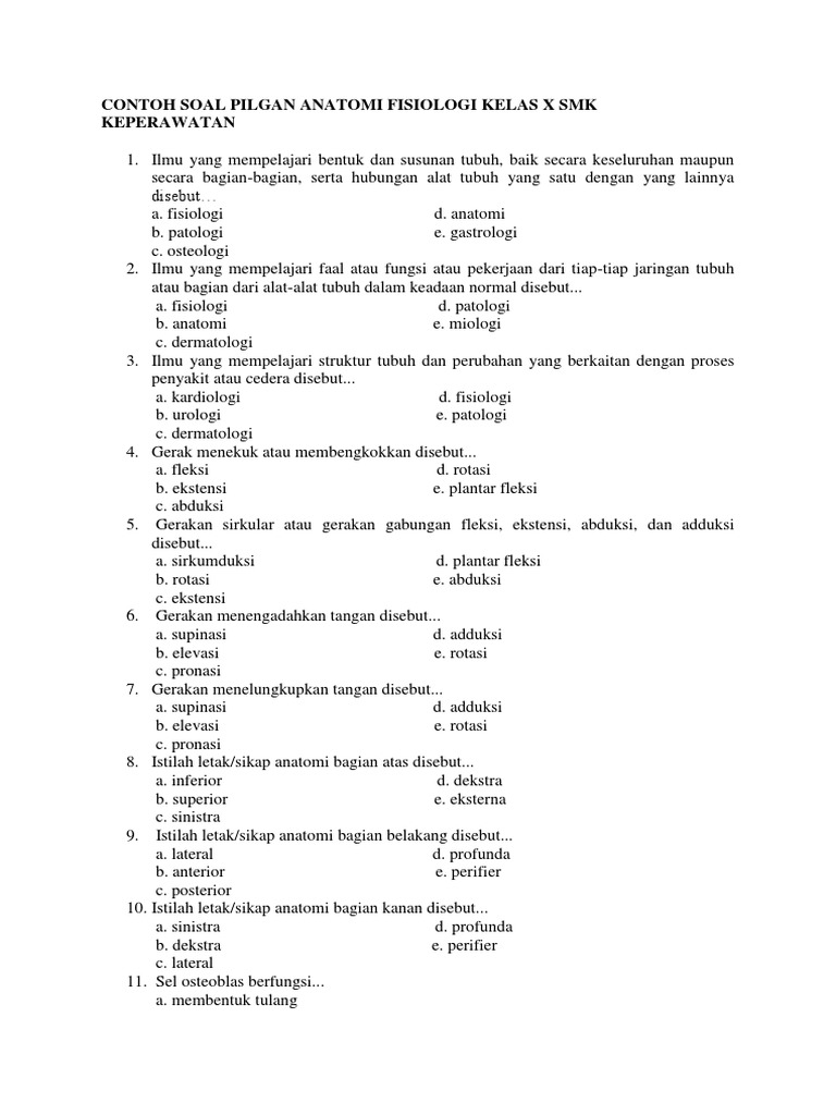 15+ Contoh soal anatomi fisiologi kelas 10 beserta jawabannya information