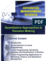Advanced Management Science: Quantitative Approaches To Decision Making