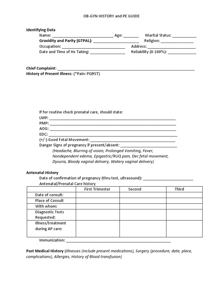 A Comprehensive Guide for Obtaining an OB-GYN History and Performing a ...