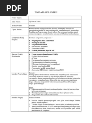 Contoh Soal Osce Uji Hancur Tablet