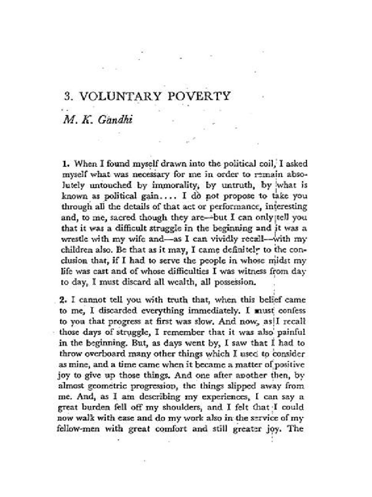 Voluntary poverty by mk gandhi essay image
