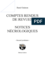 Rene Guenon - Recueil Posthume - Comptes Rendus de Revues - Notices Necrologiques