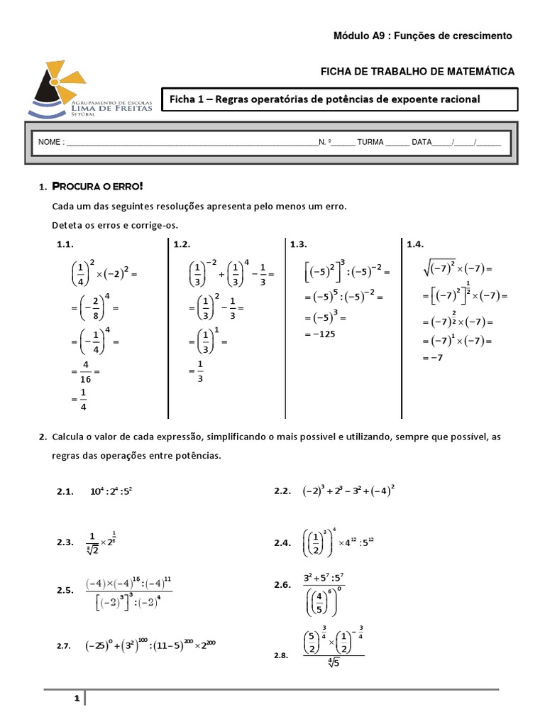 ficha-1-regras-operat-rias-das-pot-ncias-pdf-ensino-de-matem-tica