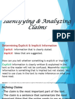 Identifying & Analyzing Claims and Distinguishing