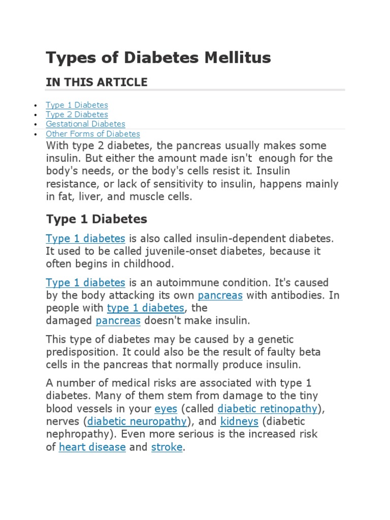 Overview of Diabetes Types | PDF | Gestational Diabetes | Diabetes
