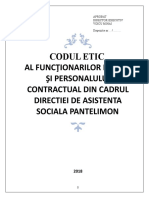 Codul Etic Al Funcţionarilor Publici Şi Personalului Contractual Din Cadrul Directiei de Asistenta Sociala Pantelimon