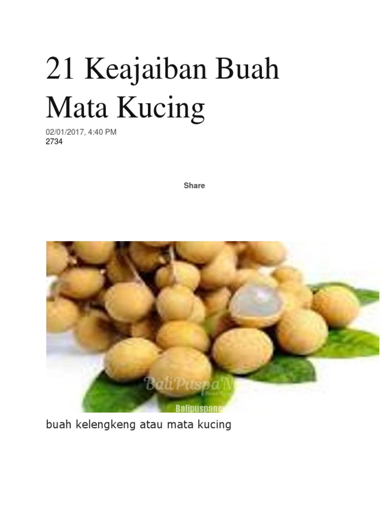 21 Keajaiban Buah Mata Kucing  PDF
