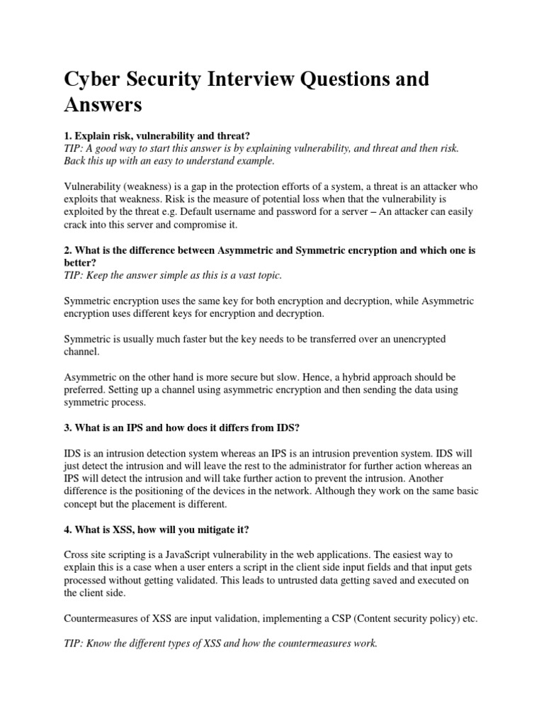 Cyber Security Interview Questions and Answers: 1. Explain Risk