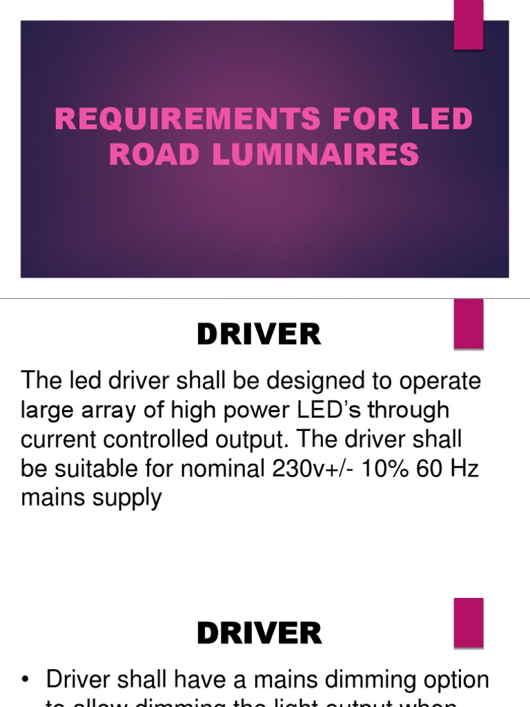LED Road Luminaires Driver Requirements | PDF