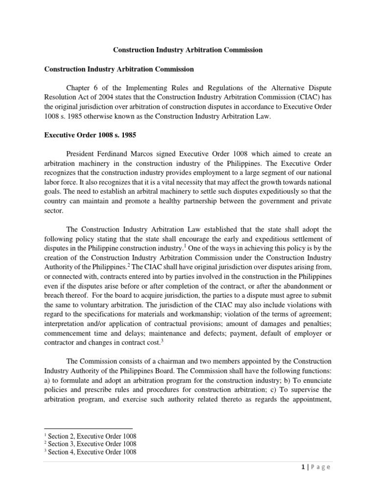 Construction Industry Arbitration Commission PDF Guarantee