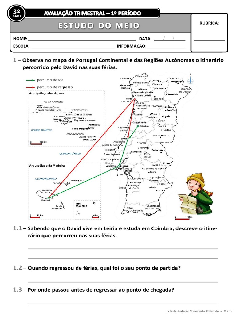 Ficha de Avaliação Trimestral - 1º Período - 3º Ano EM - I | PDF