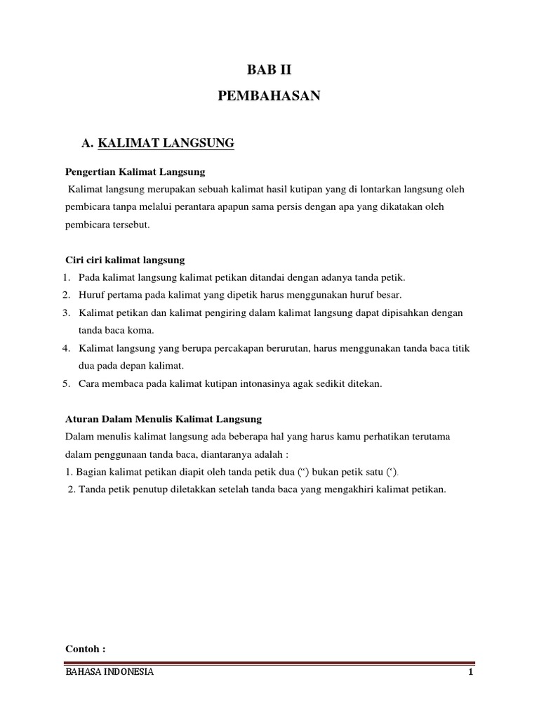 Kalimat Langsung Dan Tidak Langsung