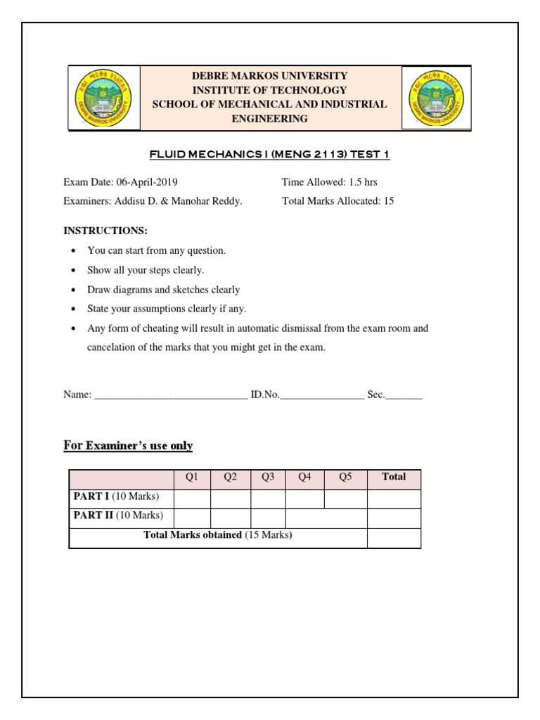 Fluid Mechanics Exam Guide | PDF | Buoyancy | Soft Matter