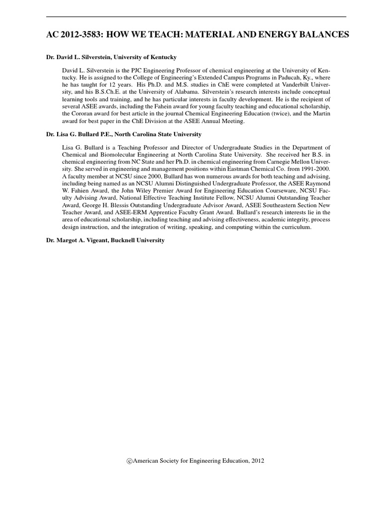 Teaching Material and Energy Balances | PDF | Engineering | Teaching ...