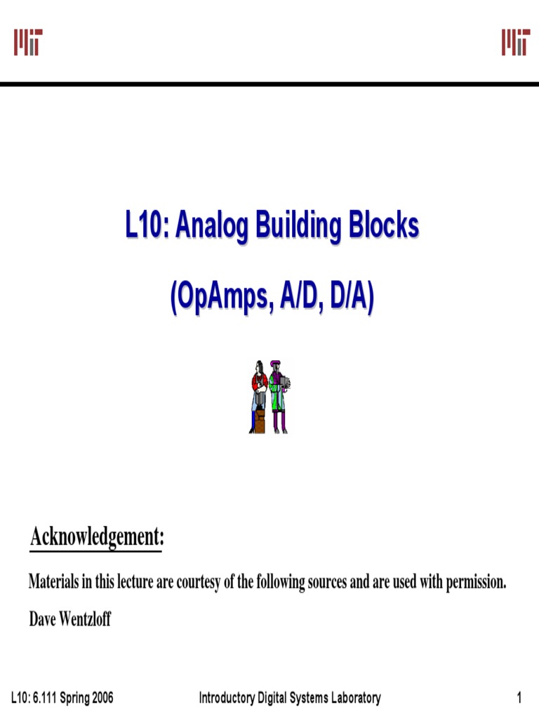L10: Analog Building Blocks (Opamps, A/D, D/A) | PDF | Analog To ...