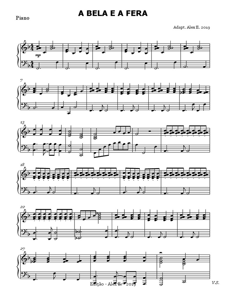 Partitura da música A Bela e