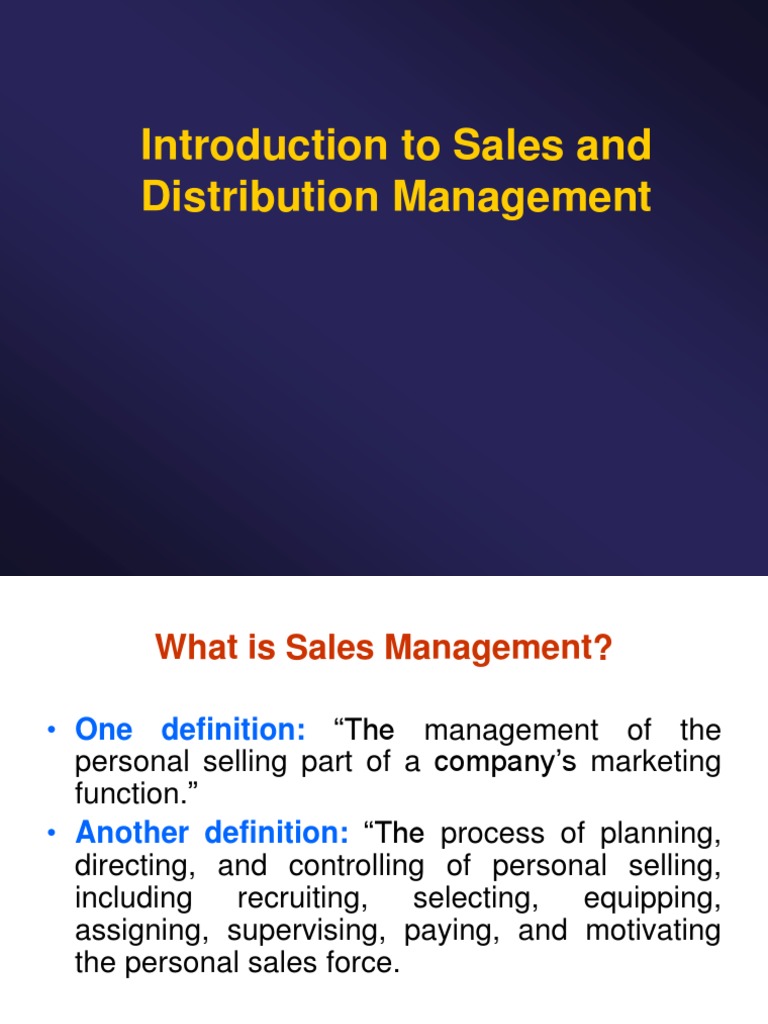 Sales and Distribution Management Overview | PDF | Sales | Strategic ...