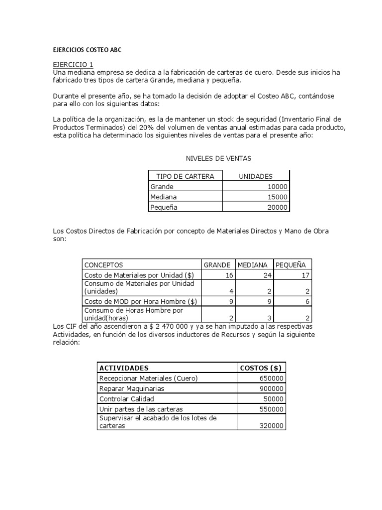 Costeo ABC en Fabricación de Carteras y Chalas | PDF | Inventario ...