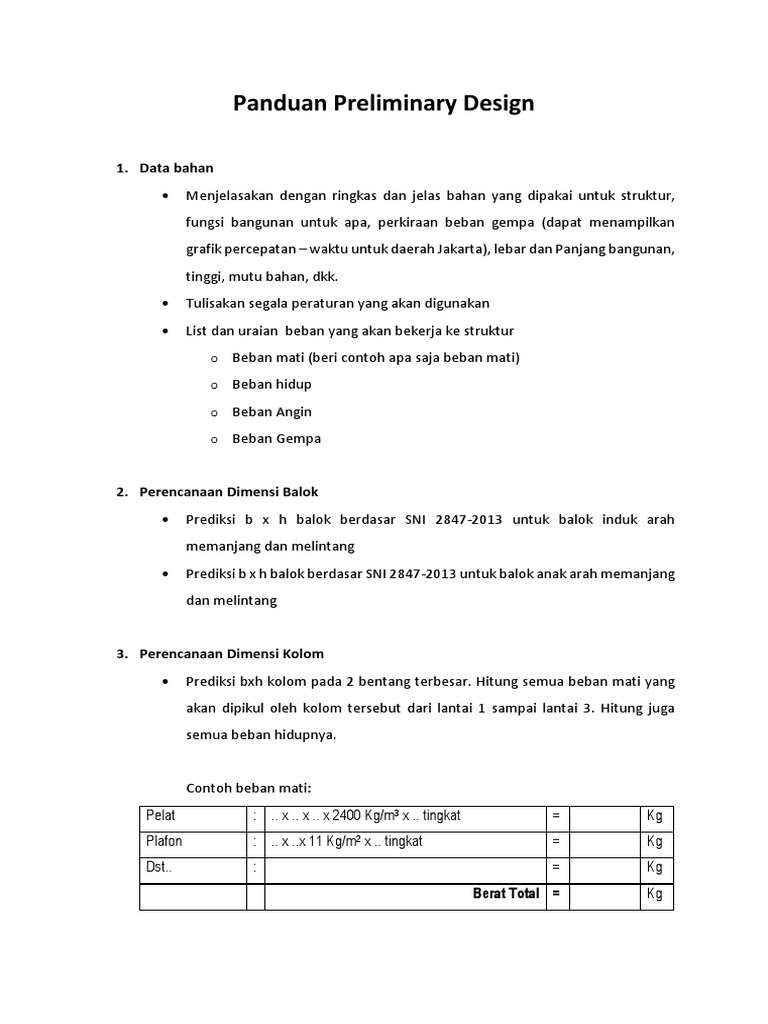 Panduan Desain Preliminary Bangunan | PDF | Metode & Bahan Ajar
