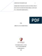 Vulneración de Los Derechos Fundamentales de Los Niños, Niñas y Adolescentes Venezolanos en El Proceso Migratorio Acentuado en La Ciudad de Barranquilla PDF