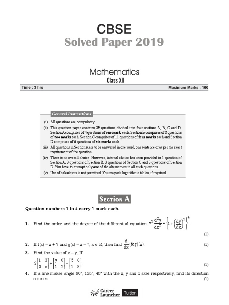 Class Xii Maths Q Pdf Plane Geometry Line Geometry