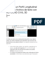 Creando Un Perfil Longitudinal Desde Un Archivo de Texto Con AUTOCAD CIVIL 3D