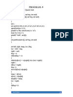 Program - 9: Q-9 Program For Quick Sort