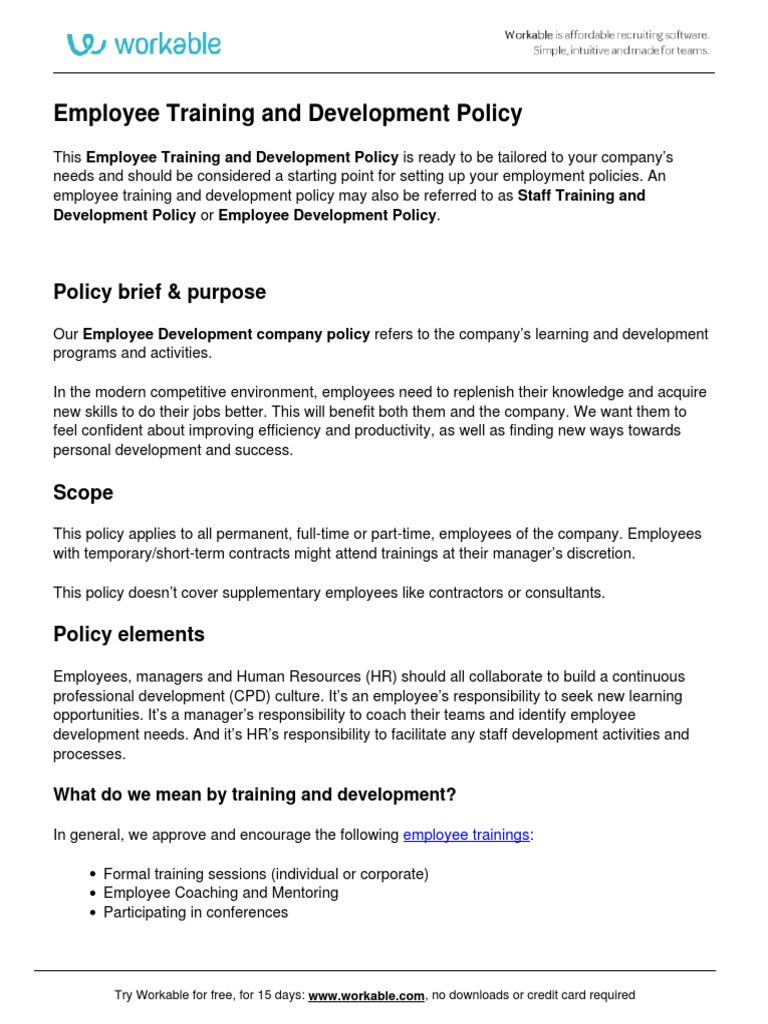 employeetrainingdevelopmentpolicy.pdf Employment Human Resources