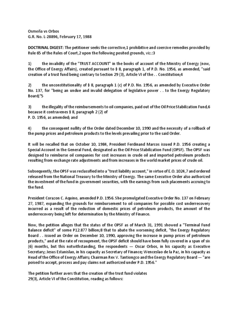 DOCTRINAL DIGEST The Petitioner Seeks The Corrective, 1 Prohibitive