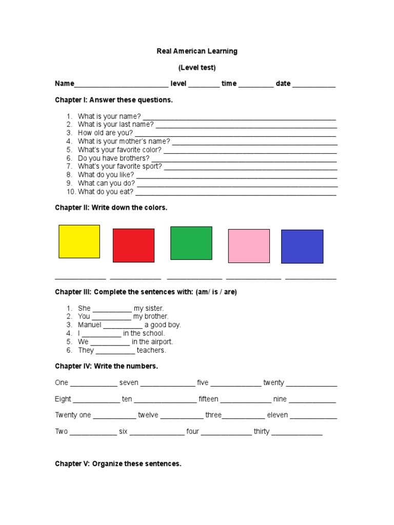 4 To 5 Level Test (Children) | PDF | Language Arts & Discipline