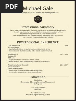 Michael Resume Beer