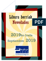 2019ko Iraileko Liburu Berriak - Novedades de Septiembre Del 2019