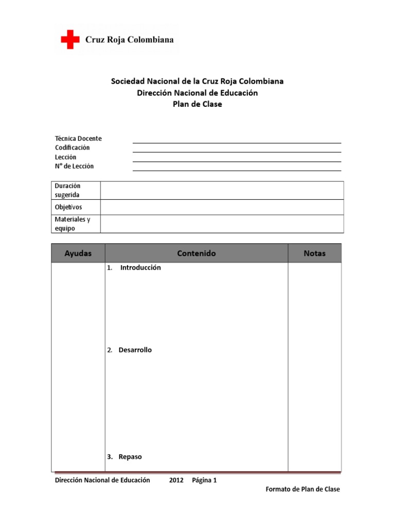 Formato en Blanco Plan de Clase | PDF