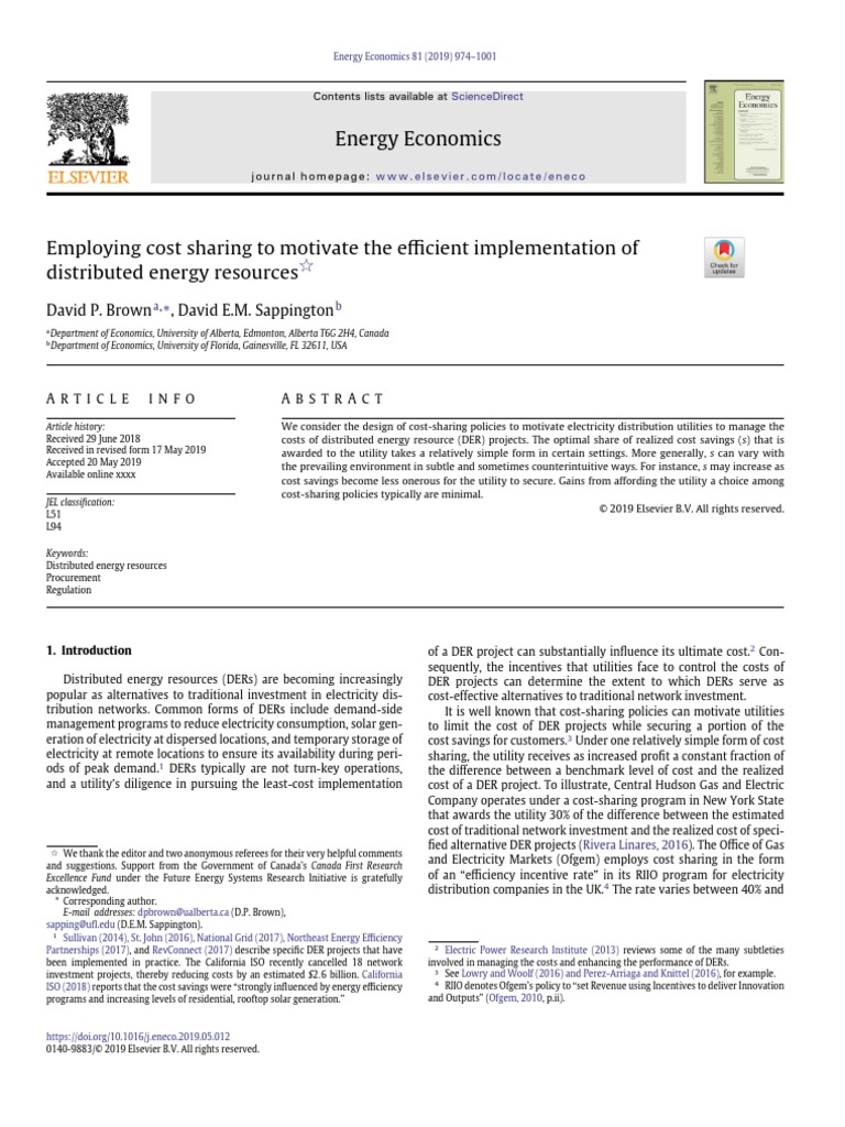10 1016@j Eneco 2019 05 012 PDF | PDF | Utility | Incentive